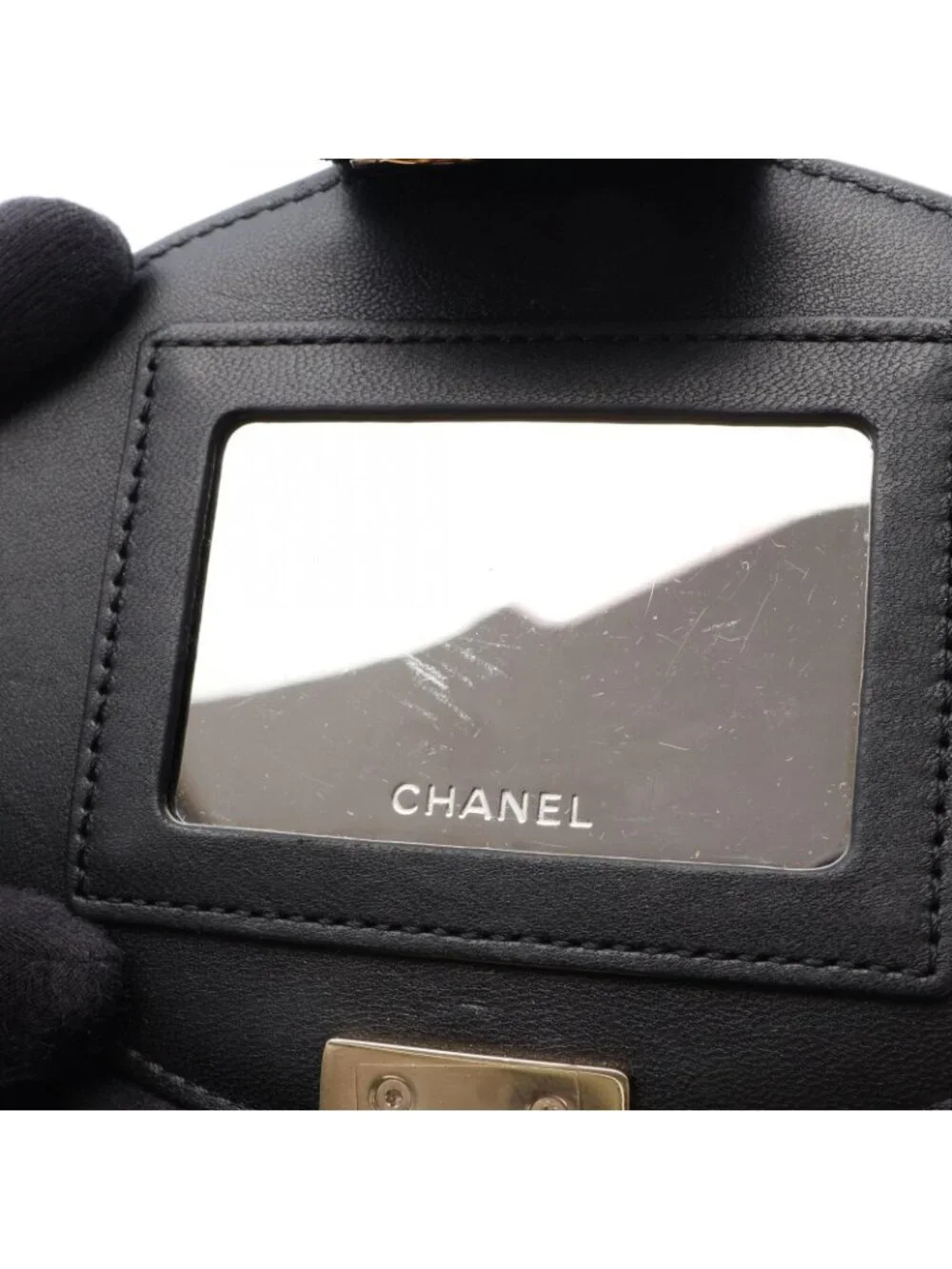 Chanel Shoulder Bag Quilted Black Lambskin Vanity Chain